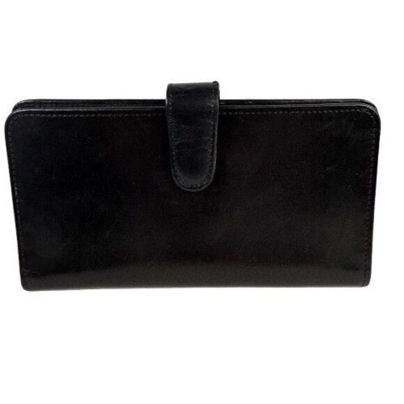 Vintage Coach Water Buffalo Slim Tab Wallet Checkbook Credit Card Black Leather - Picture 1 of 13